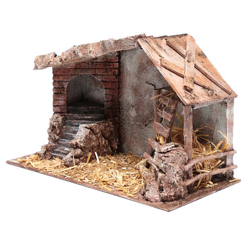 Nativity scene hut with ladder 20x35x20 cm     2