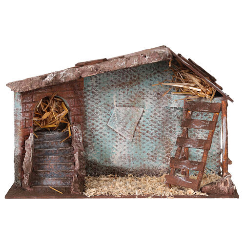 Capanna presepe con scala 20x35x20 cm per statue 12 cm 1