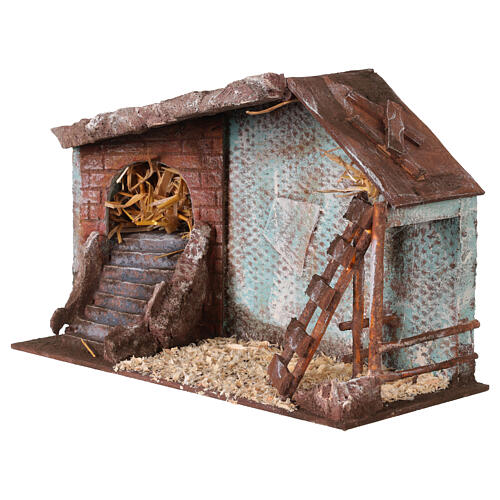 Capanna presepe con scala 20x35x20 cm per statue 12 cm 3