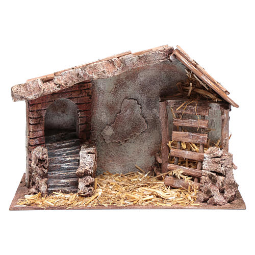 Nativity scene hut with ladder 20x35x20 cm     1