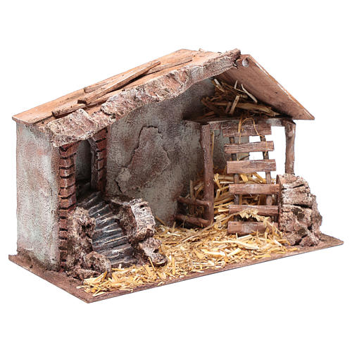 Nativity scene hut with ladder 20x35x20 cm     3