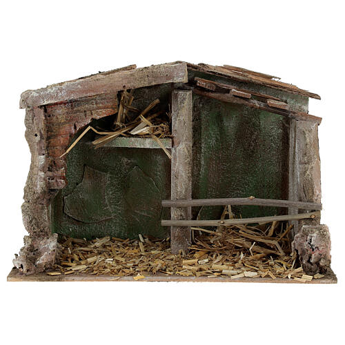 Nativity scene stable with trough and barn 18,5x29x14,5 cm 1