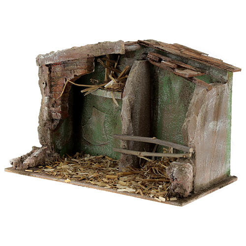 Nativity scene stable with trough and barn 18,5x29x14,5 cm 2