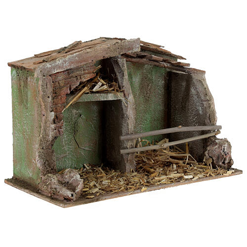 Nativity scene stable with trough and barn 18,5x29x14,5 cm 3