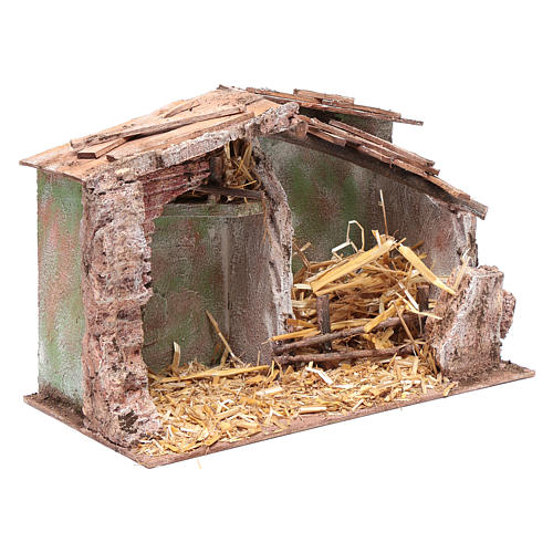 Stable with trough and barn 22,5x35x18 cm for nativity scene     3