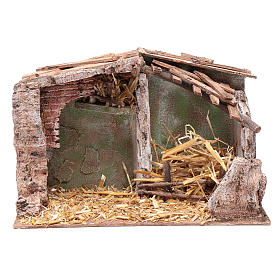 Stalla con mangiatoia e fienile 22,5x35x18 cm presepe 12 cm
