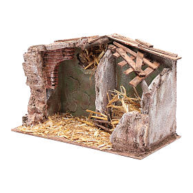 Stalla con mangiatoia e fienile 22,5x35x18 cm presepe 12 cm