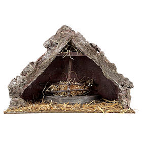 Hut with central trough for nativity scene 20x30x15 cm