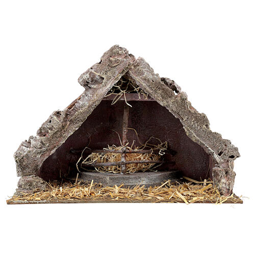 Hut with central trough for nativity scene 20x30x15 cm 1