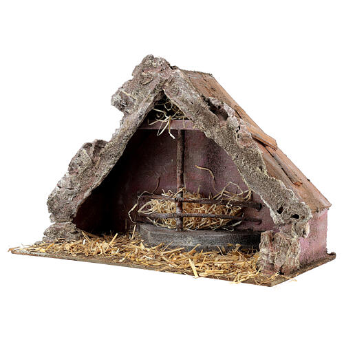 Hut with central trough for nativity scene 20x30x15 cm 2