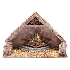 Hut with central trough for nativity scene 23x35x18 cm