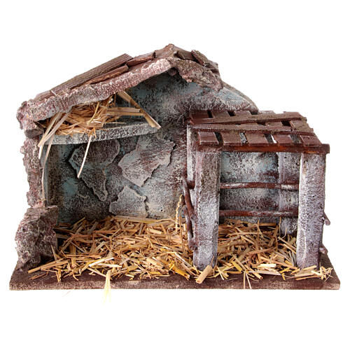 Stalla presepe con recinto 20x30x15 cm per statue 10 cm 1