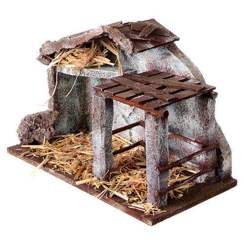 Stalla presepe con recinto 20x30x15 cm per statue 10 cm 4