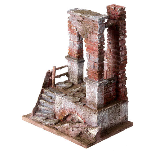 Tempio con colonne in mattoni 25x20x15 presepe 10 cm 2