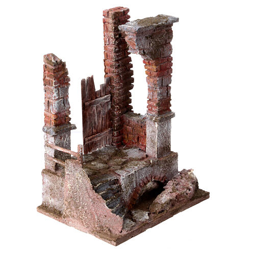 Tempio con colonne in mattoni 25x20x15 presepe 10 cm 3
