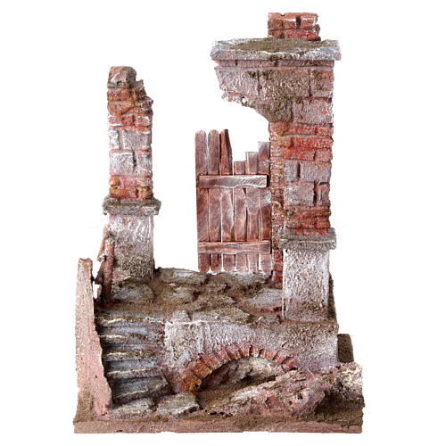 Ruínas de templo com tijolos ambientação presépio 25x20x15 cm 1