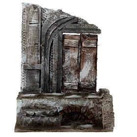 Temple with wooden door 25x20x15 cm for nativity scene setting