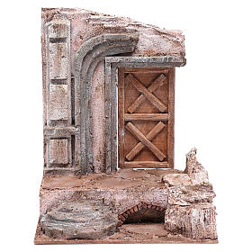 Temple avec porte en bois 29,5x24,5x18 cm