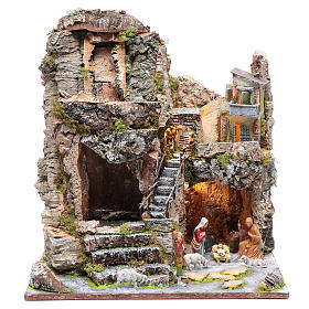 Cave with waterfall and Nativity 40x35x30 cm