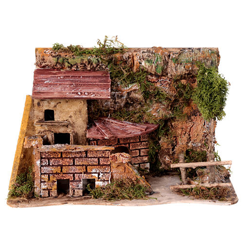 Casa em miniatura com depósito de madeira ambientação para presépio 20x25x15 cm 1