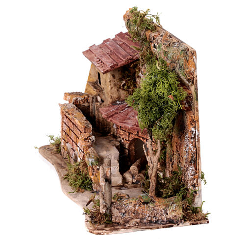 Casa em miniatura com depósito de madeira ambientação para presépio 20x25x15 cm 3