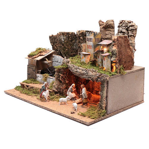 Rocky landscape with functioning windmill and lights 40x60x40 cm 2