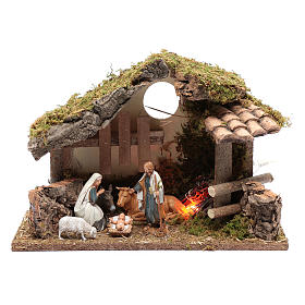 Cabanas e Grutas para Presépio: Cabana de madeira com fogueira 25x35x15 cm