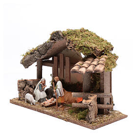 Cabana de madeira com fogueira 25x35x15 cm