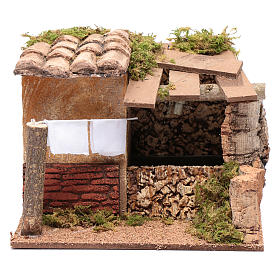 Fountains: Nativity scene fountain with washing line 15x20x15 cm