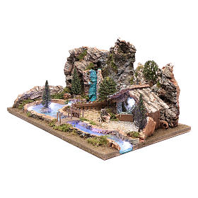 Bridges, streams and fences for Nativity scene: Landscape with bright river 25x55x35 cm Bridges, streams and fences for Nativity scene: Landscape with bright river 25x55x35 cm