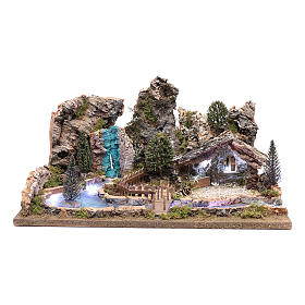 Puentes, Ríos y Empalizadas: Paisaje con río luminoso 25x55x35 cm