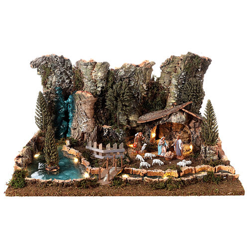Paesaggio con fiume luminoso 25x55x35 cm 1