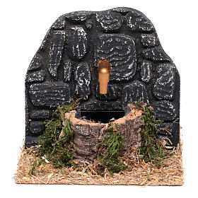 Krippenbrunnen mit dunklen Steinen und elektrischer Pumpe 15x15x15 cm