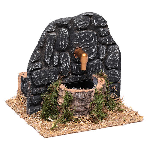 Krippenbrunnen mit dunklen Steinen und elektrischer Pumpe 15x15x15 cm 3