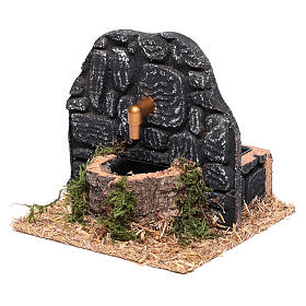 Fountain with wall and black stones 15x15x15 cm