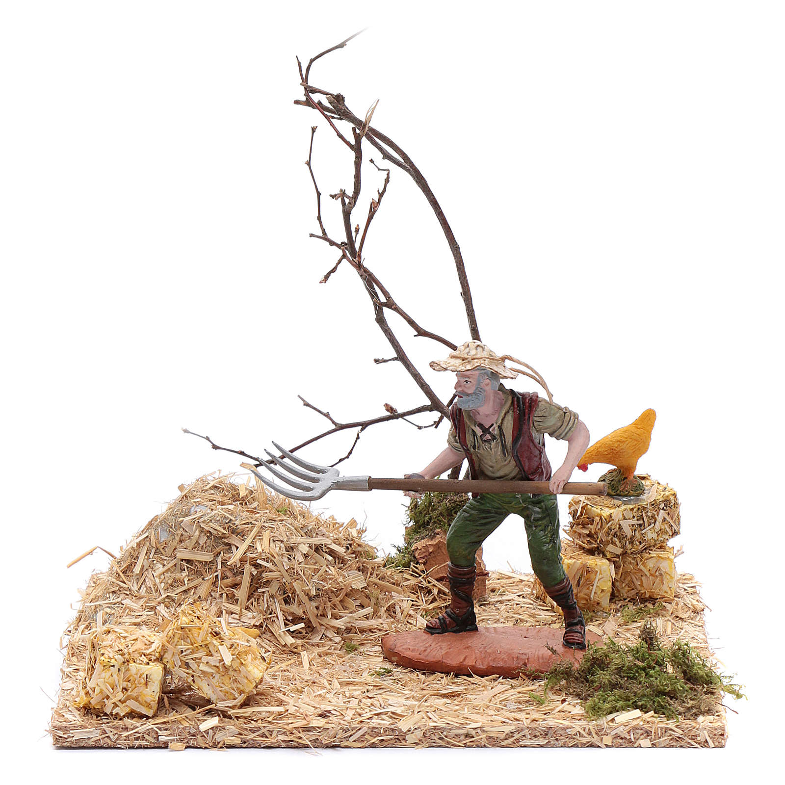 Farmer With Pitchfork 20x20x15 Cm Online Sales On HOLYART Com   Farmer With Pitchfork 20x20x15 Cm 