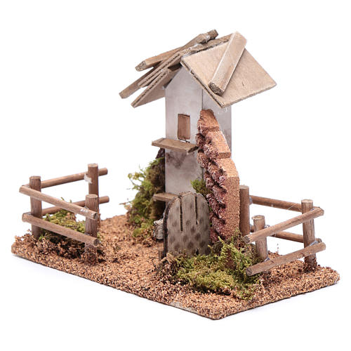 Little house with fence for nativity scene 10x15x10 cm 2