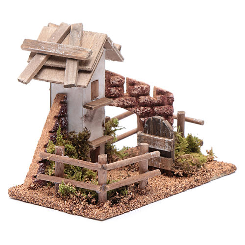 Casetta con recinto per presepe 10x15x10 cm 3
