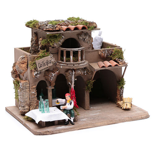 Taverne avec ivrogne pour crèche 22x30x22 cm 3