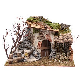 Farmhouse in gypsum with olive grove for nativity scene  20x30x25 cm
