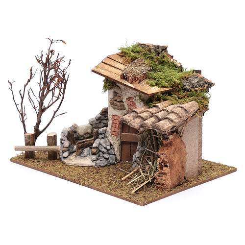 Farmhouse in gypsum with olive grove for nativity scene  20x30x25 cm 2