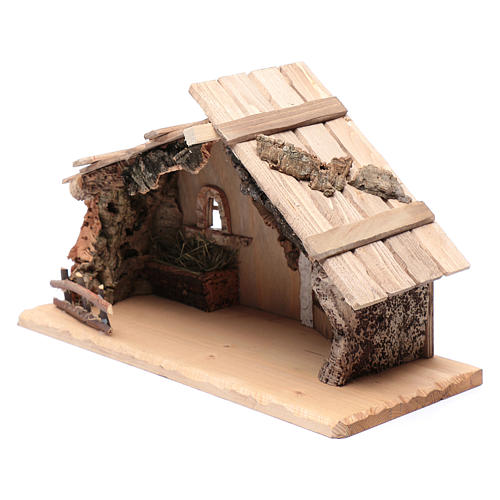 Empty hut in solid wood and cork 25x45x20 cm 2