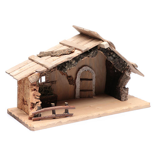 Empty hut in solid wood and cork 25x45x20 cm 3