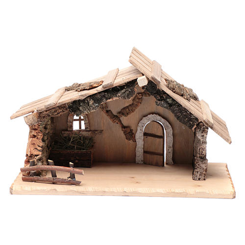 Empty hut in solid wood and cork 25x45x20 cm 1