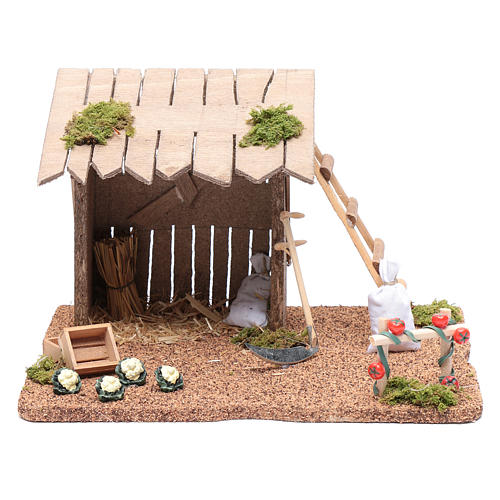 Hut with vegetable garden for nativity scene 20x25x20 cm 1