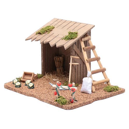 Hut with vegetable garden for nativity scene 20x25x20 cm 2