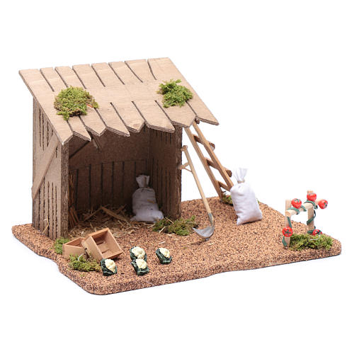 Hut with vegetable garden for nativity scene 20x25x20 cm 3