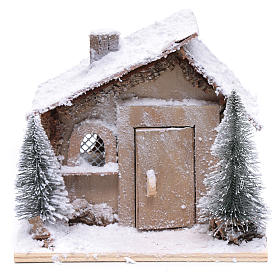 Haus mit Weihnachtsmann 20x20x20cm bewegliche Krippenfigur