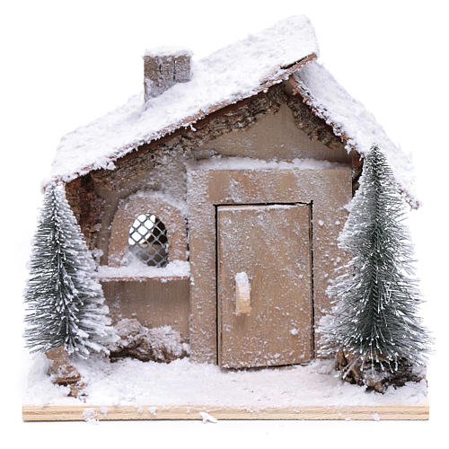 Haus mit Weihnachtsmann 20x20x20cm bewegliche Krippenfigur 2