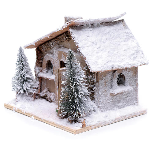 Haus mit Weihnachtsmann 20x20x20cm bewegliche Krippenfigur 3